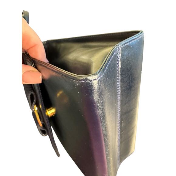 Salvatore Ferragamo Vintage Top Handle Bag in Navy Blue w/Gold Hardware - Picture 8 of 16